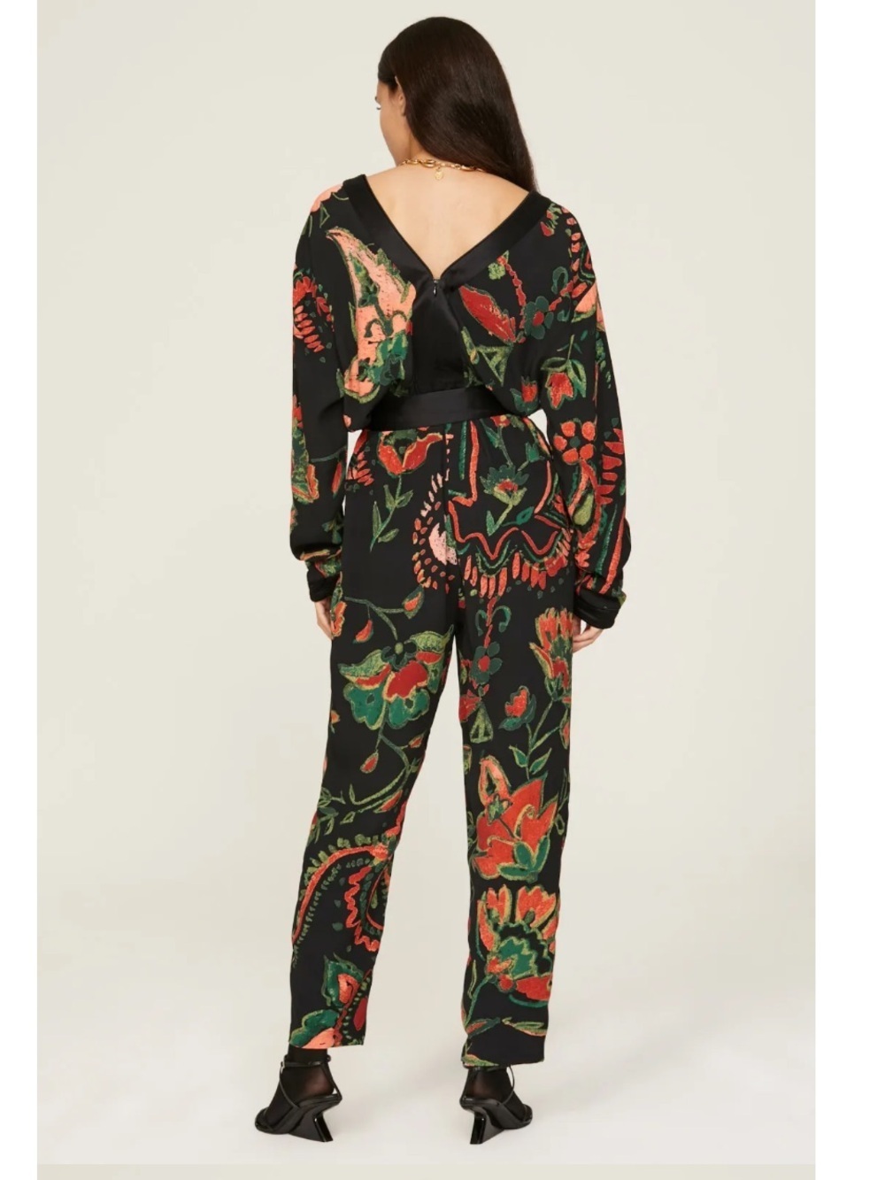 Something Navy Tropical Floral V-Neck Jumpsuit - Picture 2 of 10